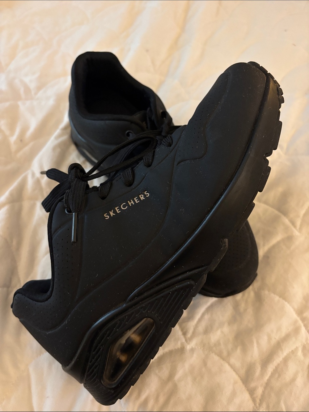 Skechers Women’s All-Black Lace-Up Sneakers